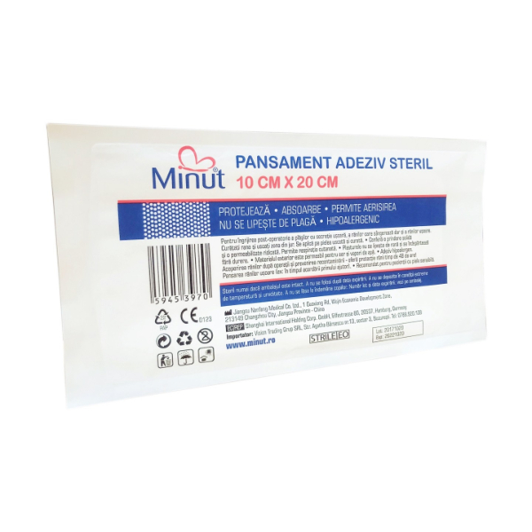 Plasturi sterili 10cm x 20cm, 1 cutie - Minut