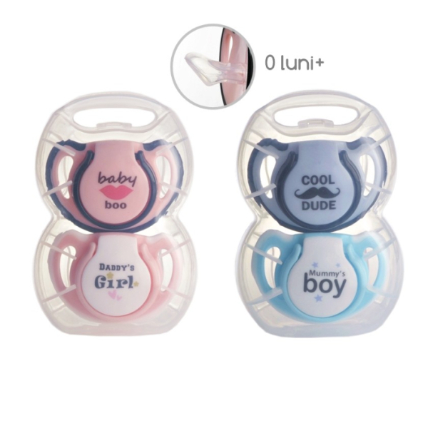 Set suzete ortodontice silicon + cutie pentru sterilizare (+0 luni) - Minut Baby