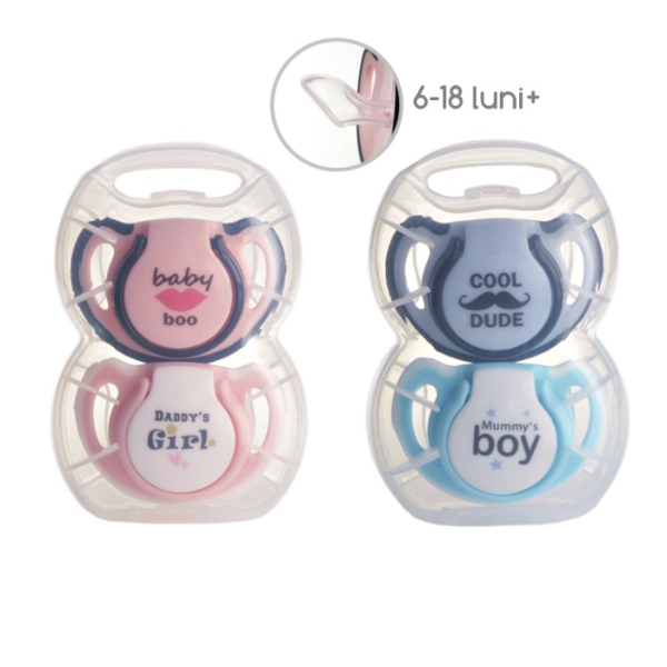Set suzete ortodontice silicon + cutie pentru sterilizare (6-18 luni) - Minut Baby