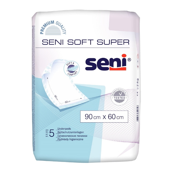 Aleze de Protectie Seni Soft Super, 90 cm x 60 cm, 5 bucati - Seni