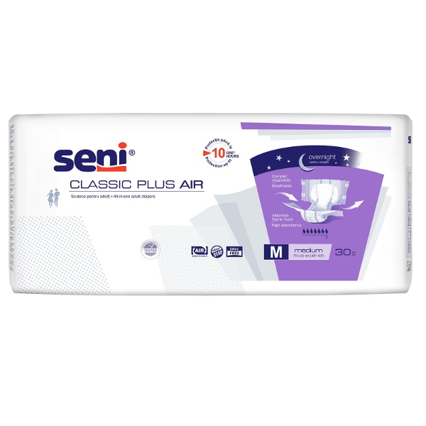 Scutece Adulti Seni Classic Plus Air, Medium, 30 bucati - Seni