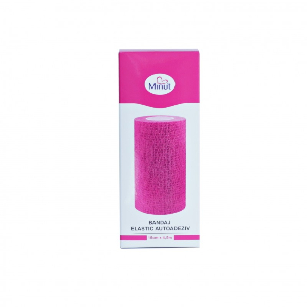 Bandaj autoadeziv roz 15cm x 4.5m - Minut