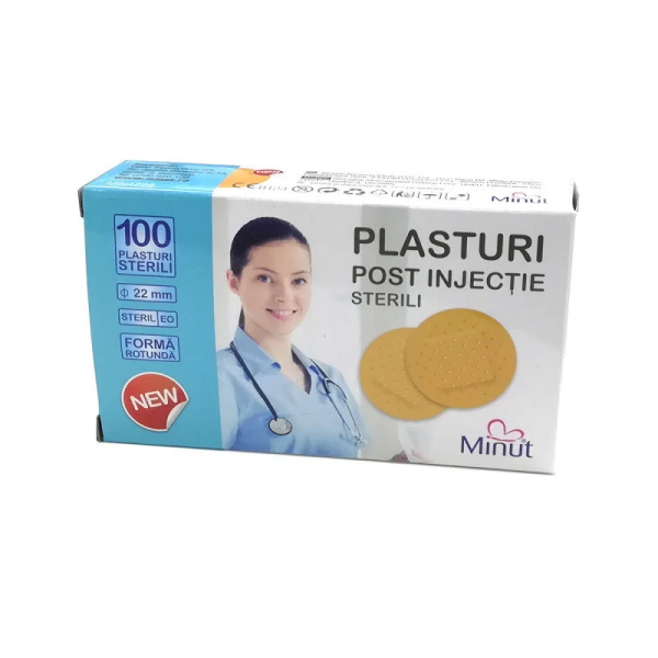 Plasturi rotunzi post injectii 22 mm x 100 buc - Minut