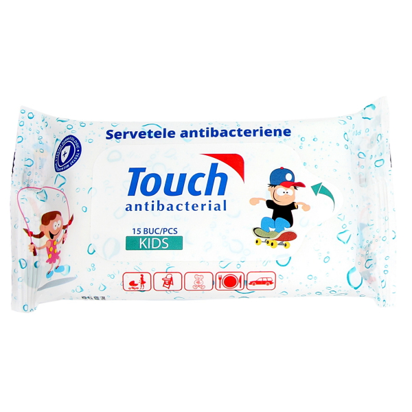 Servetele umede antibacteriene Kids, 15 bucati - Touch