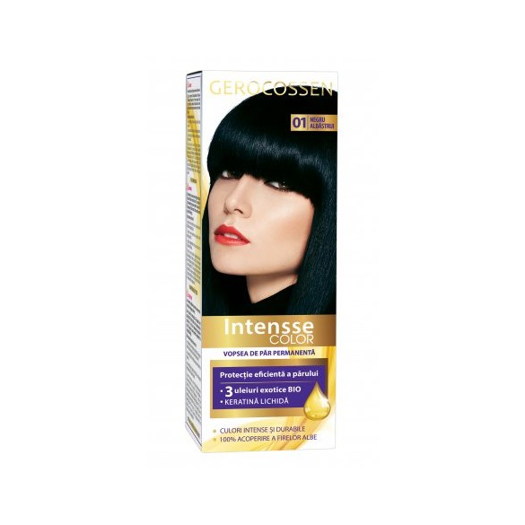 Vopsea de par Intensse Color Nr. 01 Negru Albastrui, 50 g - Gerocossen