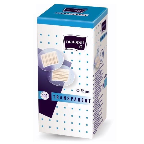 Plasturi rotunzi transparenti, 22mm, 100 bucati - Matopat
