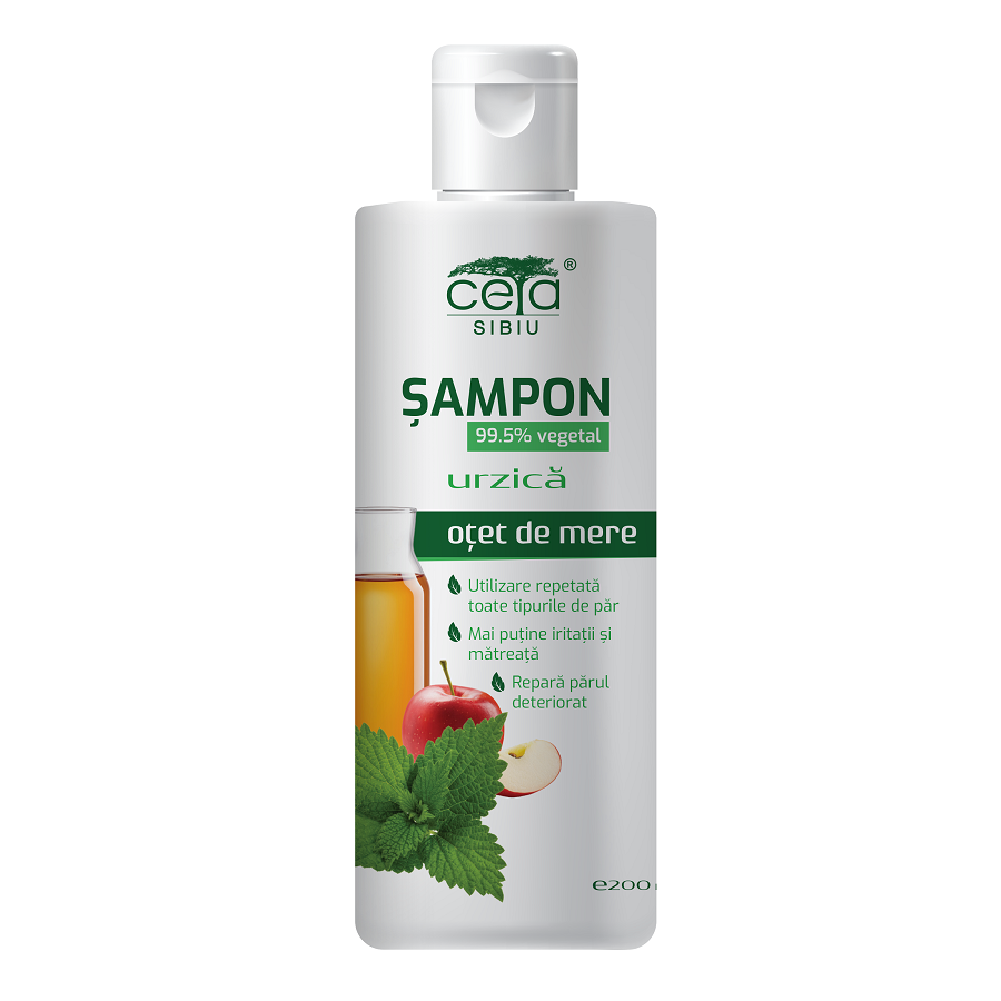 Sampon 99.5% vegetal cu otet de mere si urzica, 200 ml - Ceta Sibiu