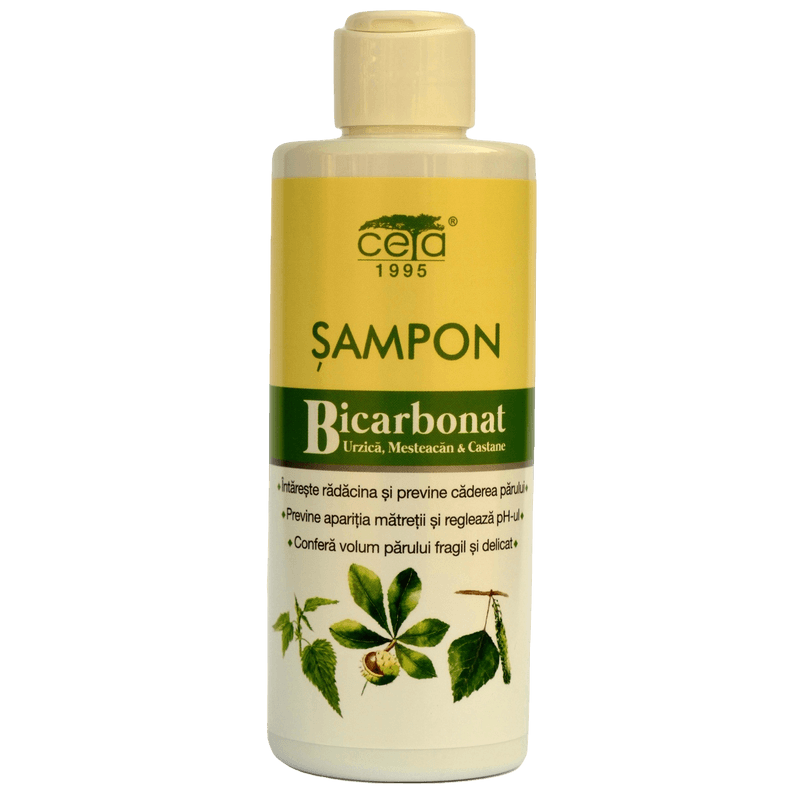 Sampon cu bicarbonat, urzica, mesteacan si castane, 200 ml - Ceta Sibiu