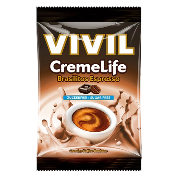 Bomboane fara zahar Creme Life gust Brasilitos Espresso, 90 g - Vivil