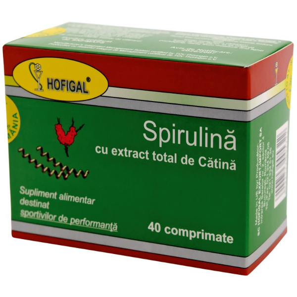 Spirulina cu Extract Total de Catina, 40 comprimate - Hofigal