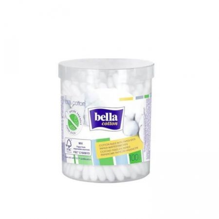 Betisoare igienice Bella din hartie, cutie rotunda, 100 bucati - Bella