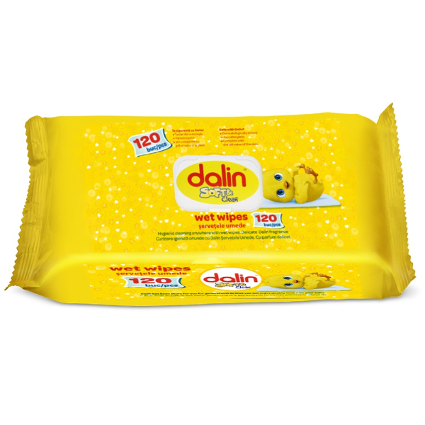 Servetele Umede Soft & Clean cu Capac, 120 bucati - Dalin