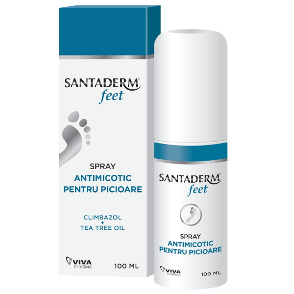Spray Antimicotic pentru Picioare Santaderm 4Feet, 100 ml – Viva Pharma