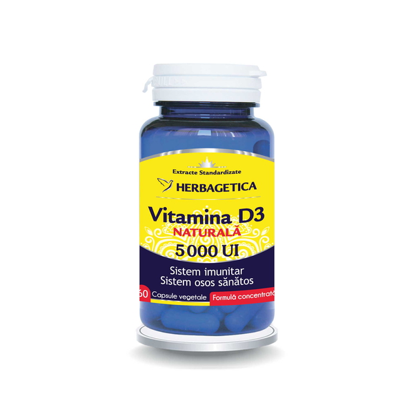 Vitamina D3 Naturala 5.000 UI, 60 capsule vegetale - Herbagetica