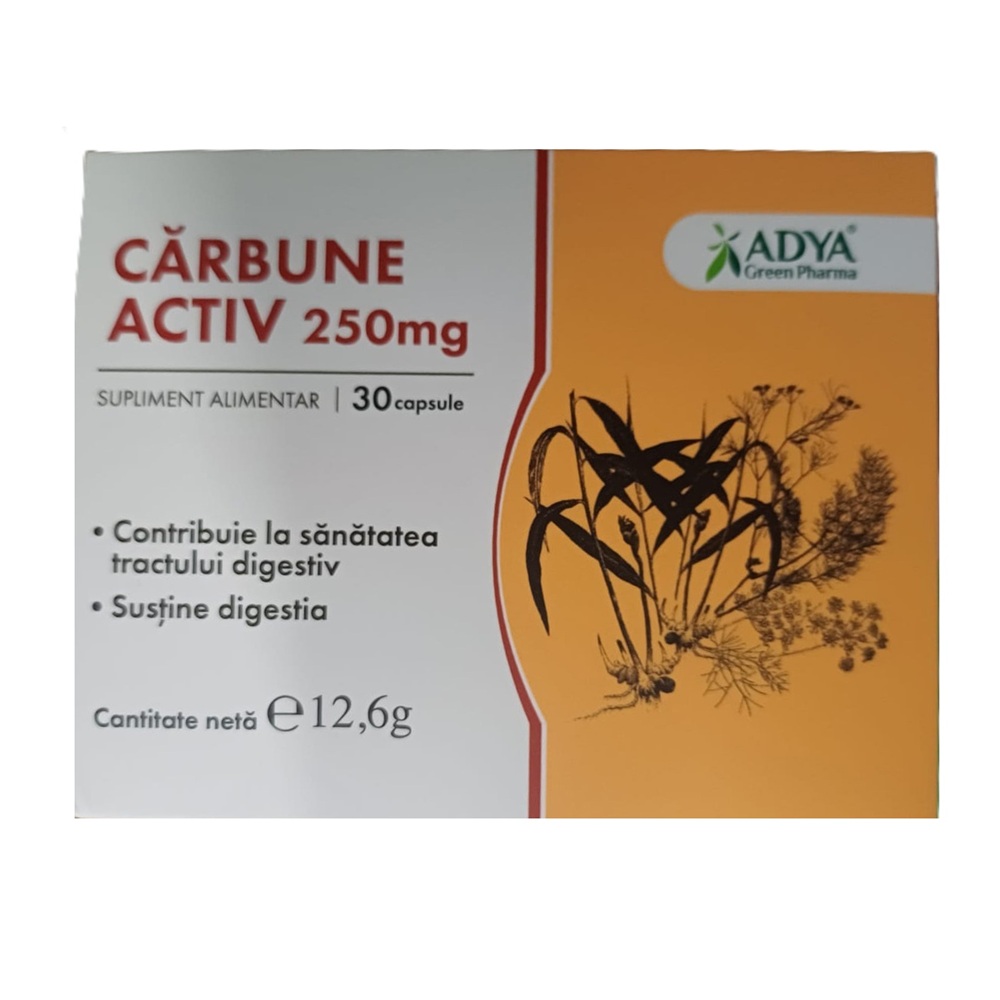 Carbune activ 250 mg, 30 capsule - Adya