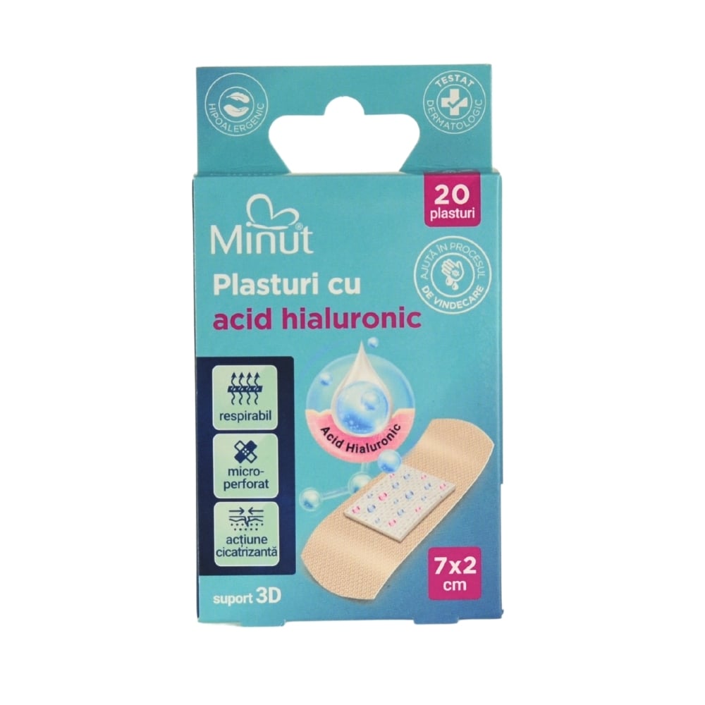 Plasturi cu acid hialuronic, 2 x 7 cm, 20 bucati - Minut