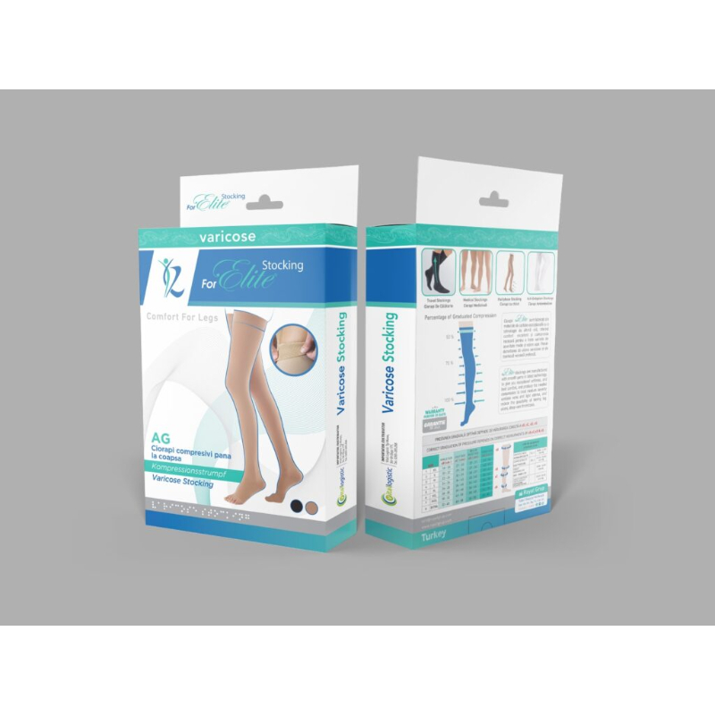 Ciorapi compresivi pana la genunchi, Clasa I, varf inchis, bej, marimea L - Rayat AD - imagine 4